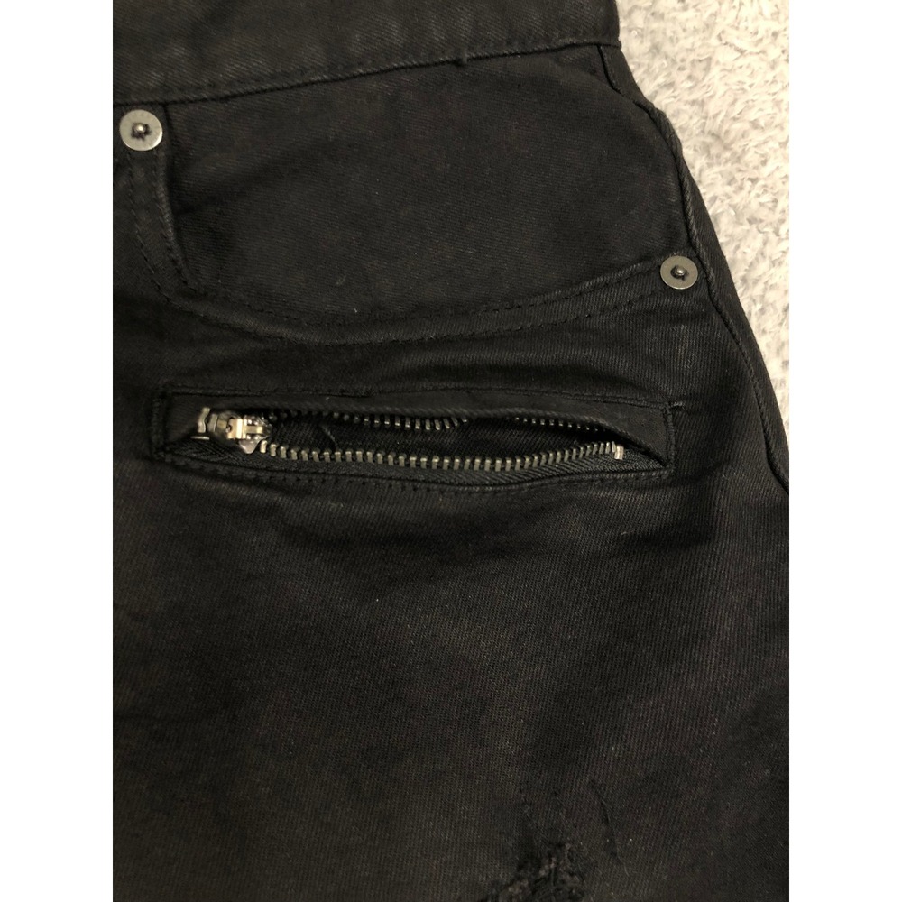 Armani Exchange Jeans Men 33x32 Black J27 Skinny Biker Distressed Moto Denim - Picture 3 of 12